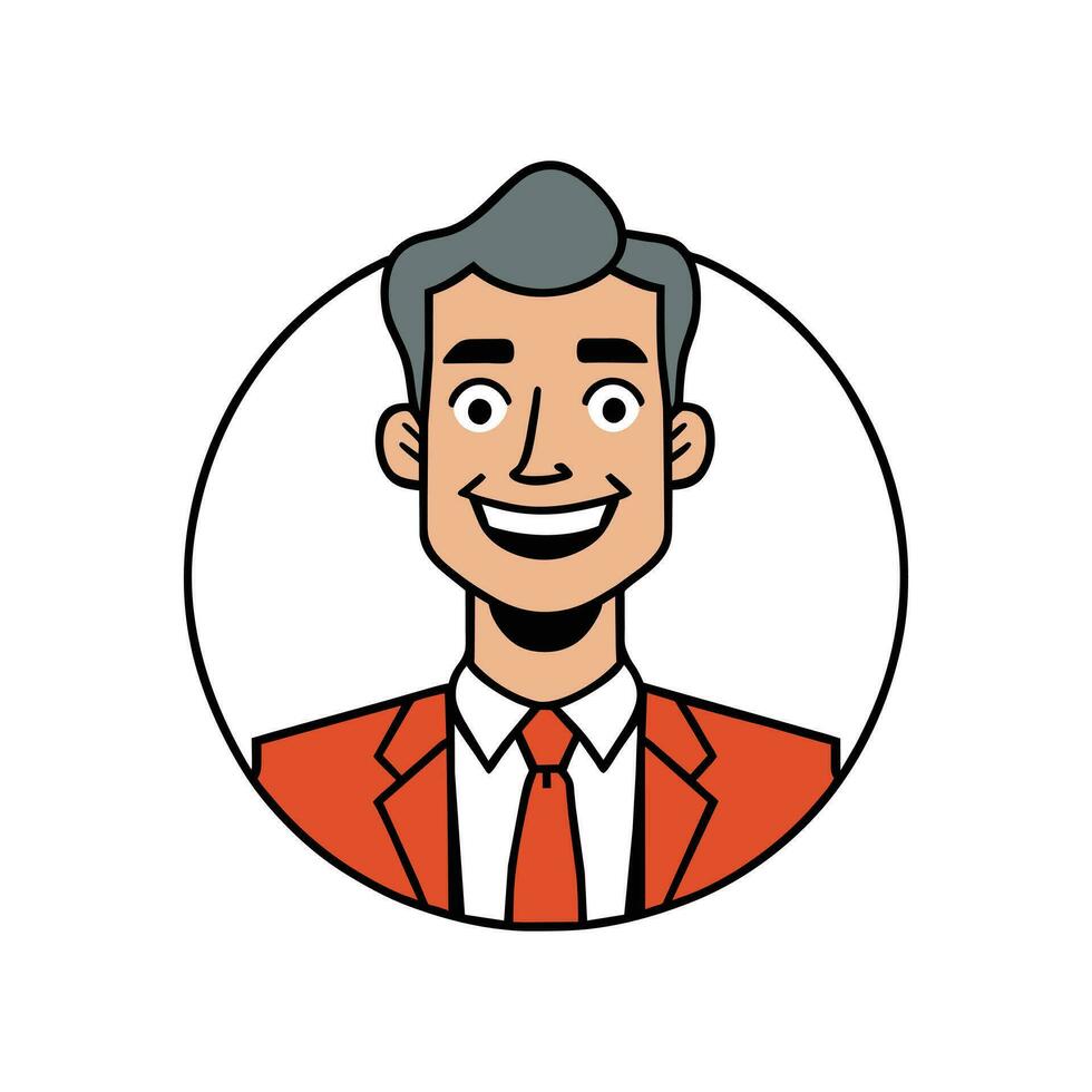 Portrait of a happy business man avatar in hand drawn doodle cartoon style vector illustration