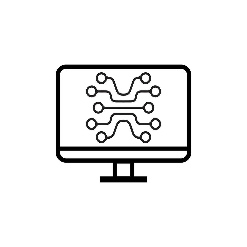 Digital technology gear computer icon concept. circuit board icon vector graphic illustration.