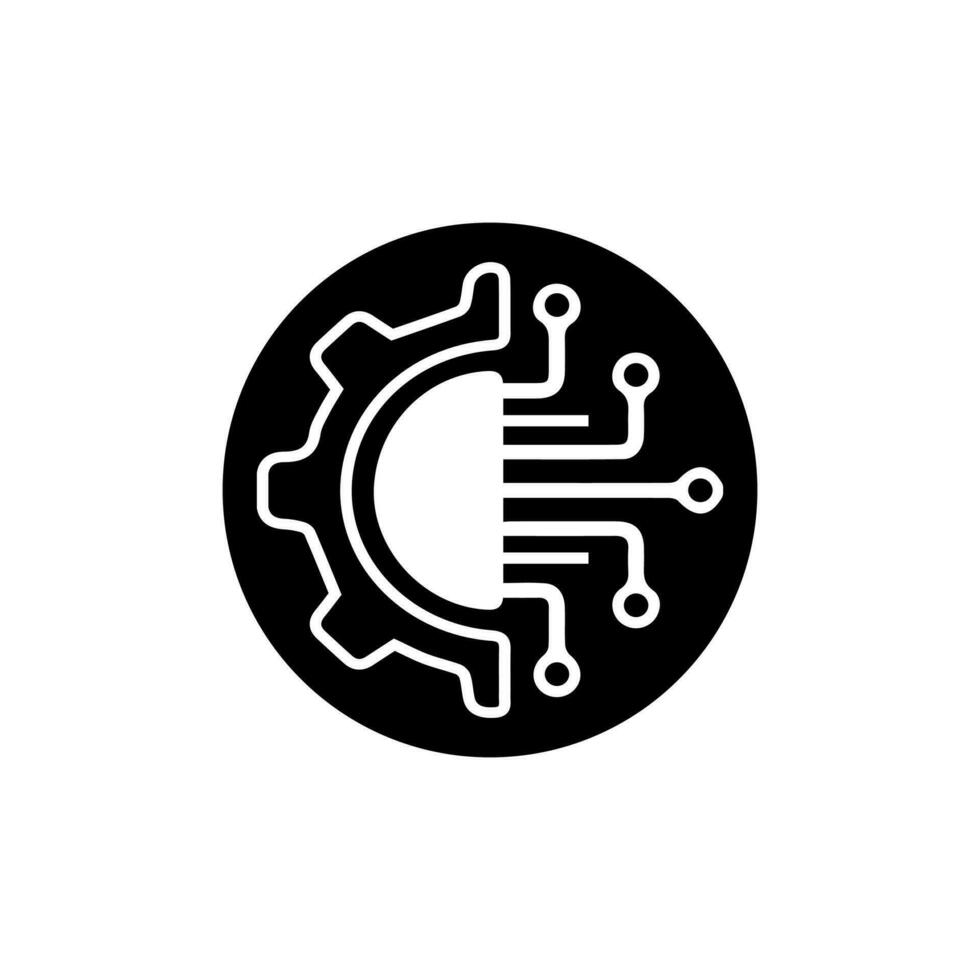 Digital technology gear computer icon concept. circuit board icon vector graphic illustration.