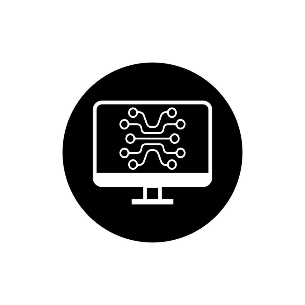 Digital technology gear computer icon concept. circuit board icon vector graphic illustration.