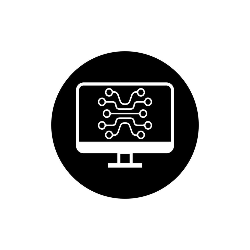 Digital technology gear computer icon concept. circuit board icon vector graphic illustration.