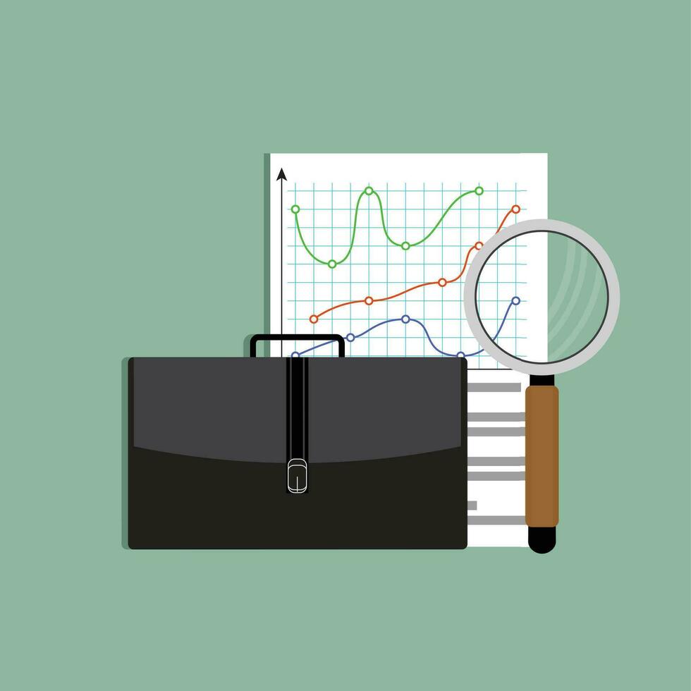 Analysis of exchange portfolio. Analysis business investment chart, management analytics. Vector illustration