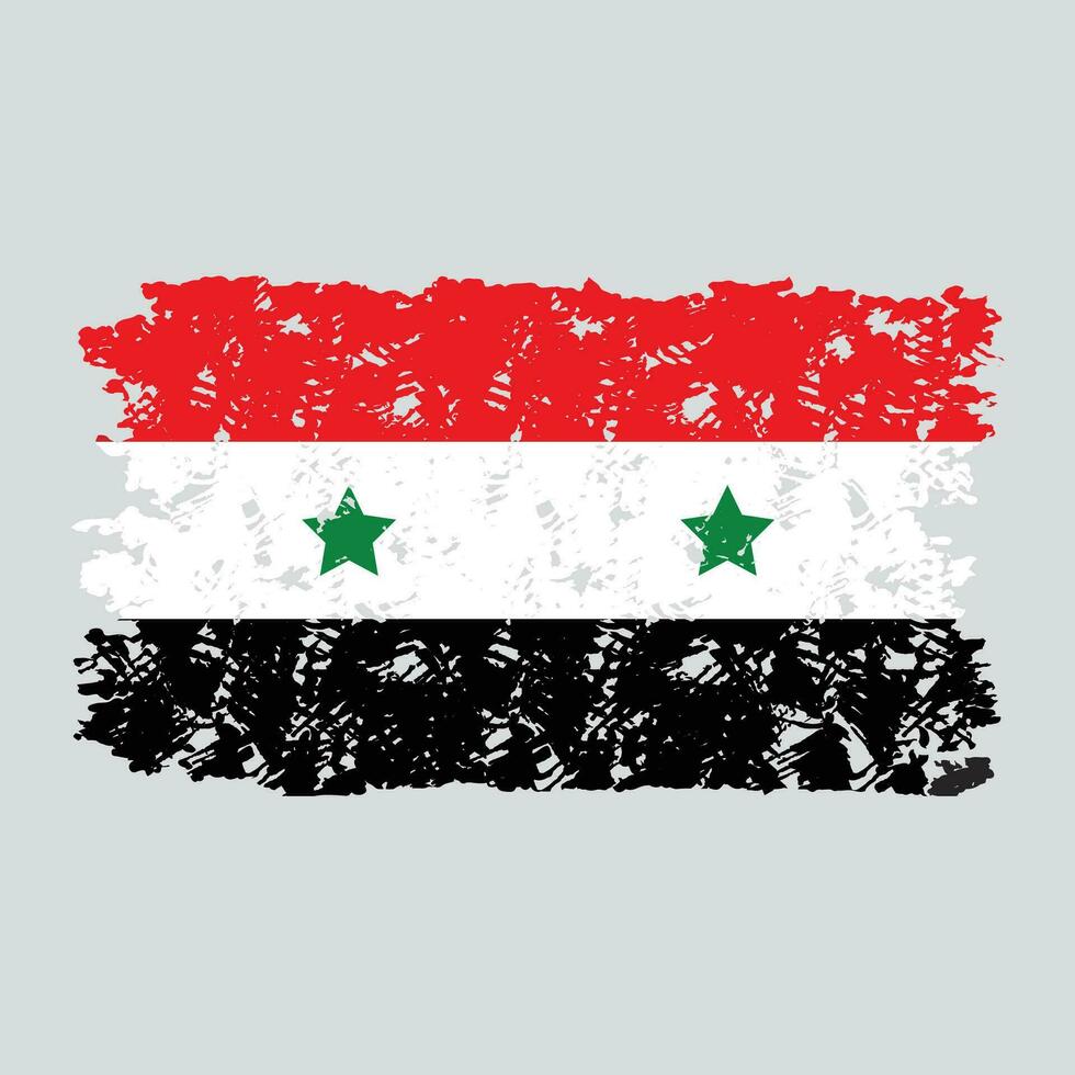 Syria flag grunge texture isolated. Weathered syrian flag, asia travel texture. Vector illustration