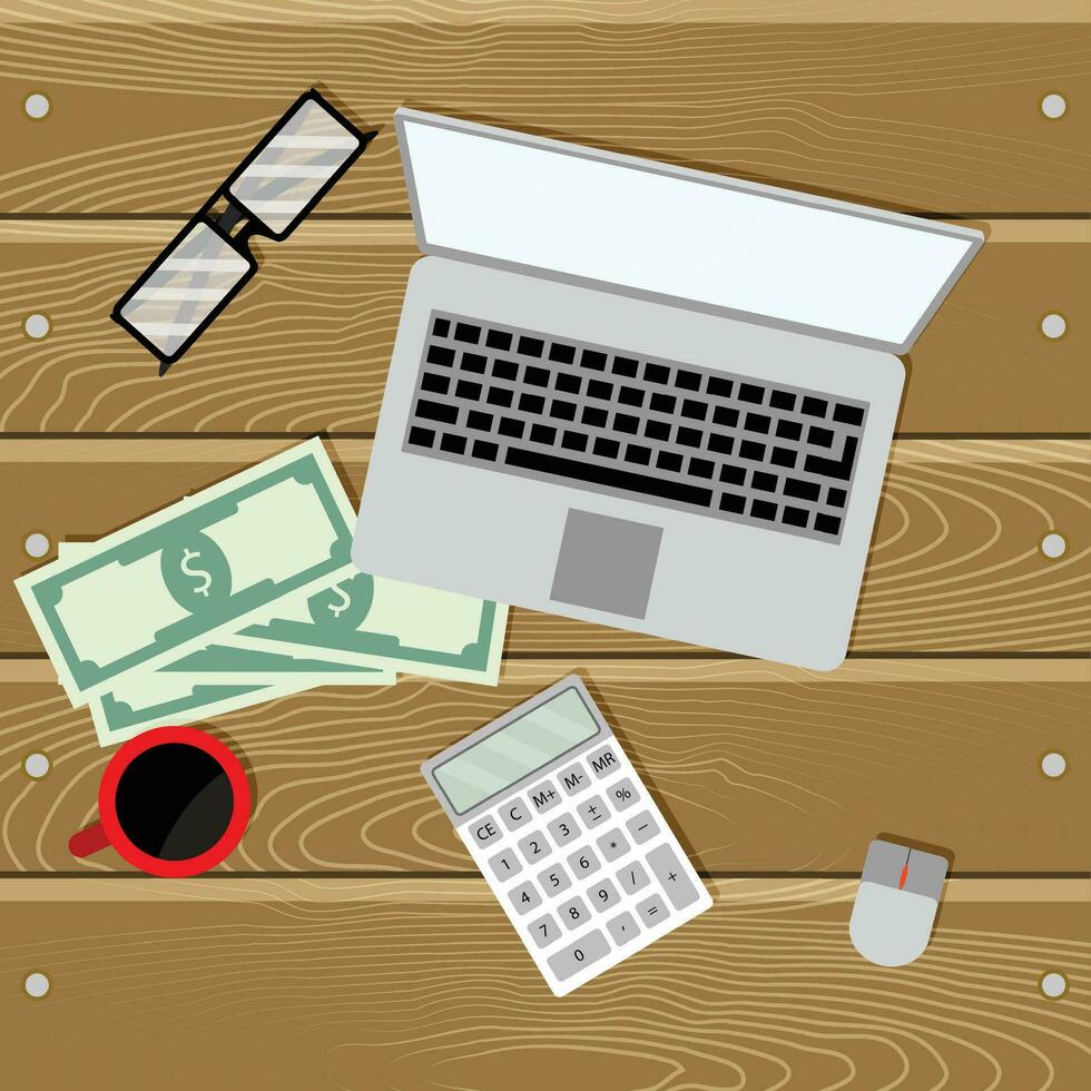 financiero auditoría en ordenador portátil. negocio gestión, financiero contabilidad. vector ilustración