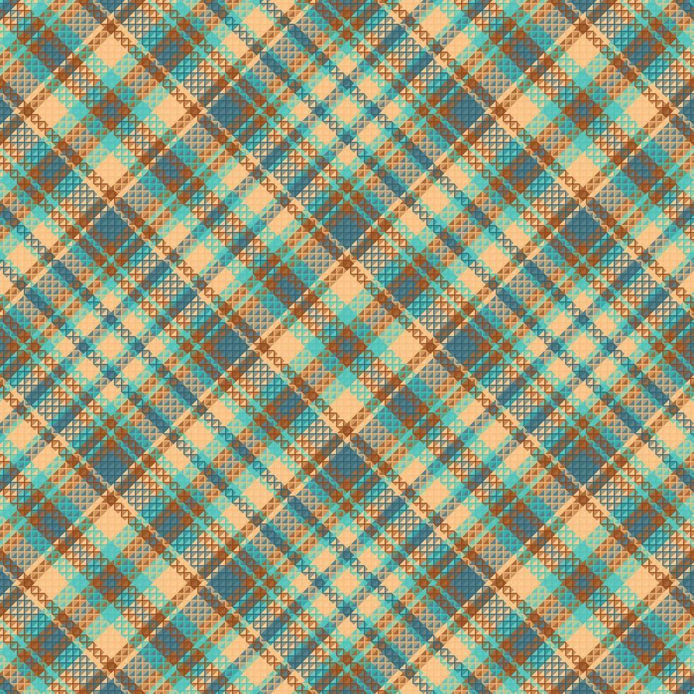 Tartan plaid pattern with texture and retro color. vector