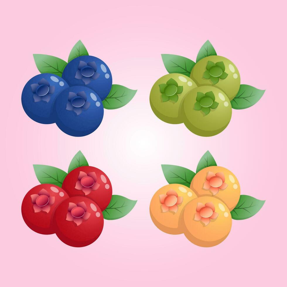 vector berries cherry cloudberry currant cranberry blueberry with leaves illustration