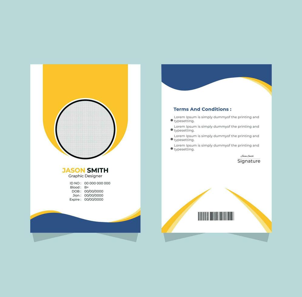 Front and back id card template vector