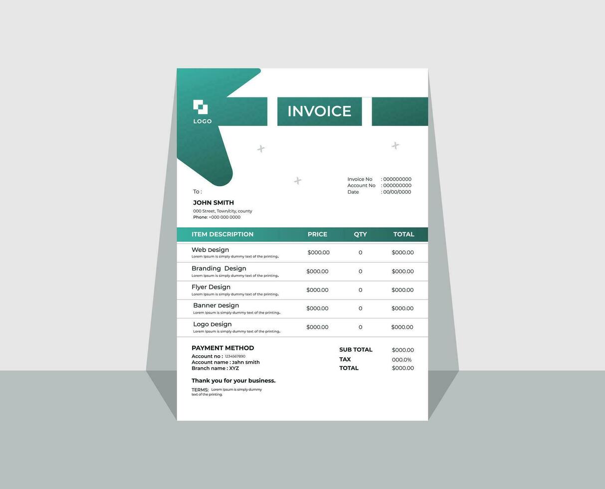 Creative business invoice design template vector