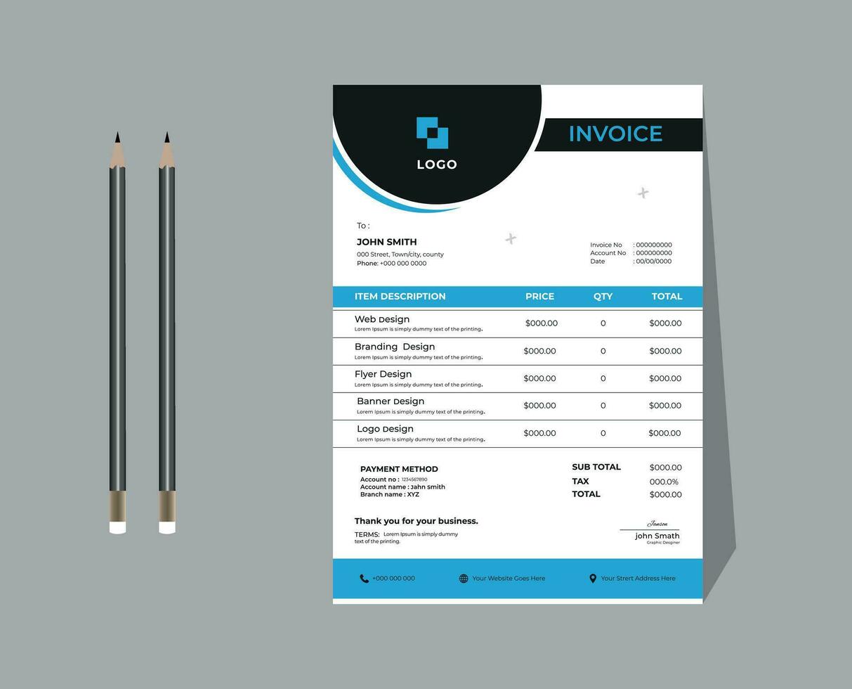 Modern simple designer invoice vector