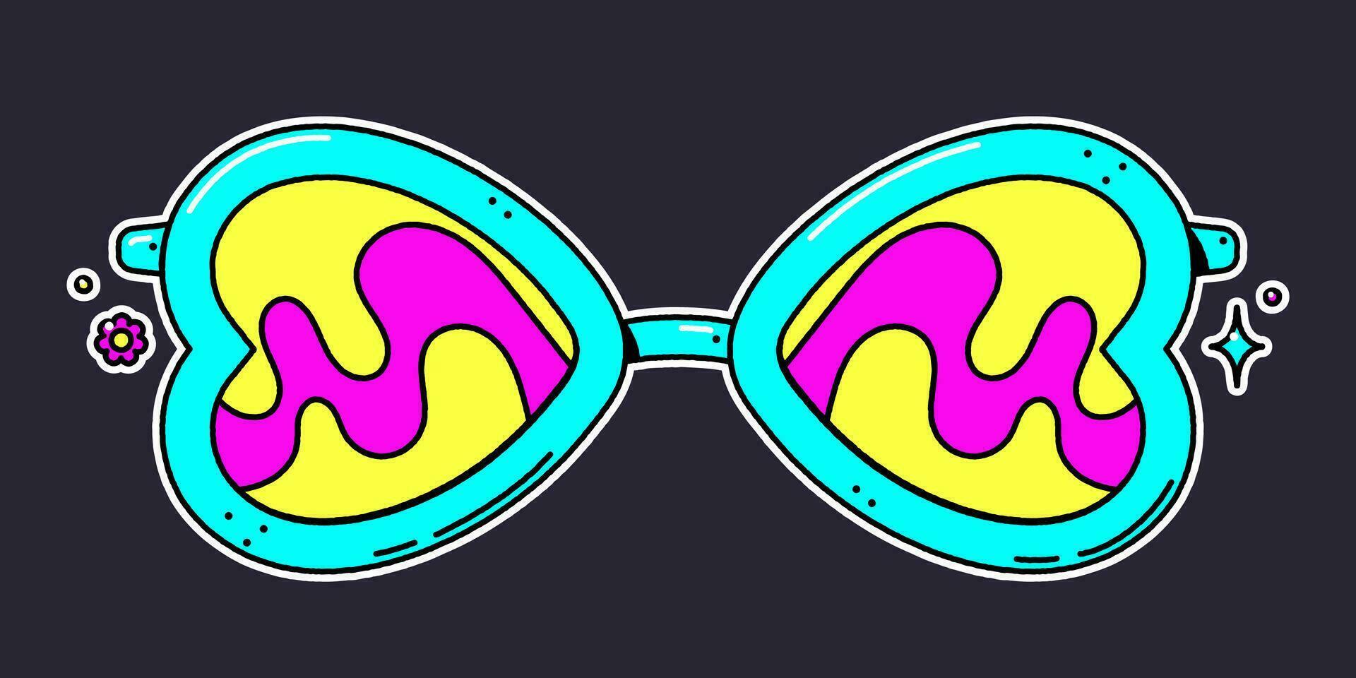 Groovy retro hippie psychedelic eyeglasses. vector