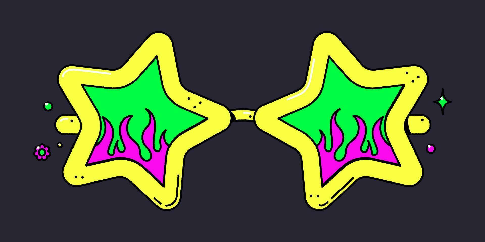 Groovy retro hippie psychedelic eyeglasses. vector