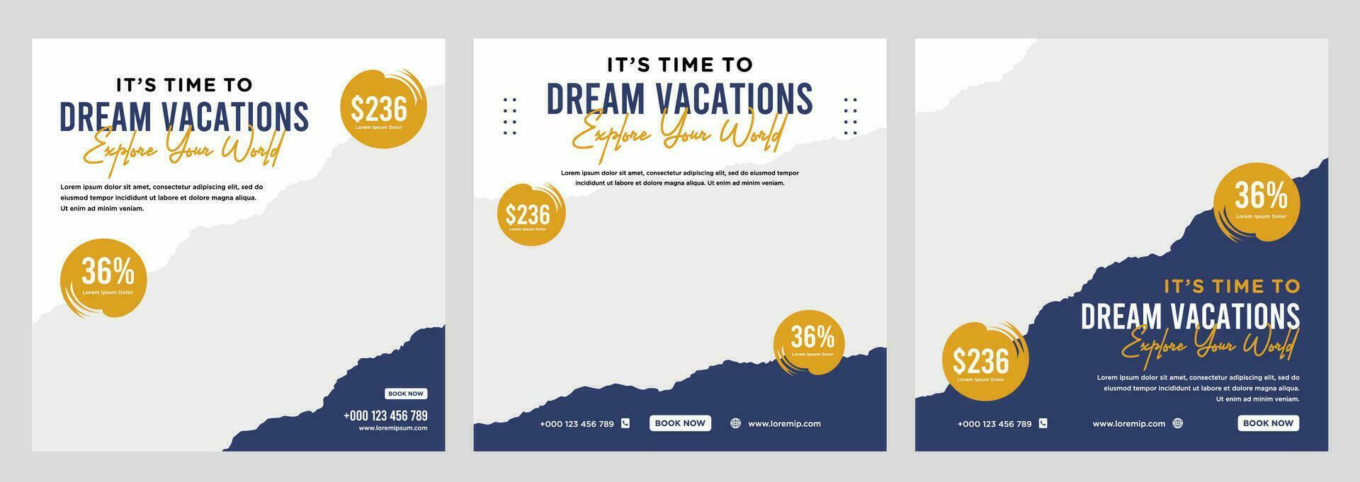 Travel holiday vacation social media post web banner vector