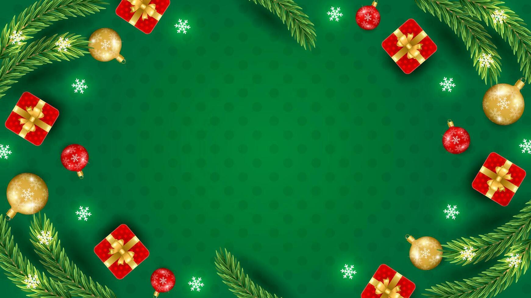 Merry Christmas and Happy New Year background with Christmas branch, balls, snowflakes. For sale, banner, posters, cover design templates, social media wallpaper stories vector