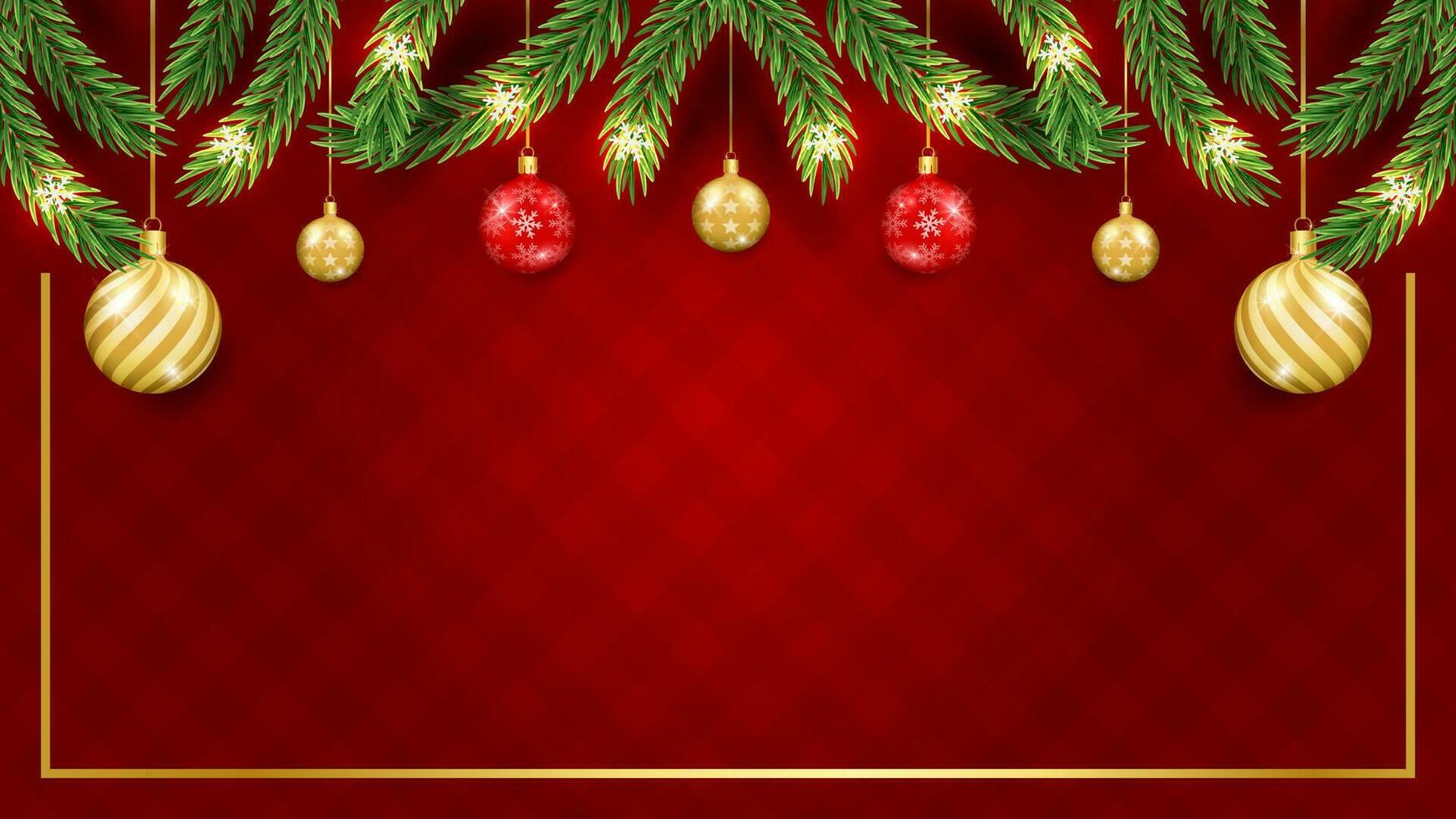 Merry Christmas and Happy New Year background with Christmas branch, balls, snowflakes. For sale, banner, posters, cover design templates, social media wallpaper stories vector