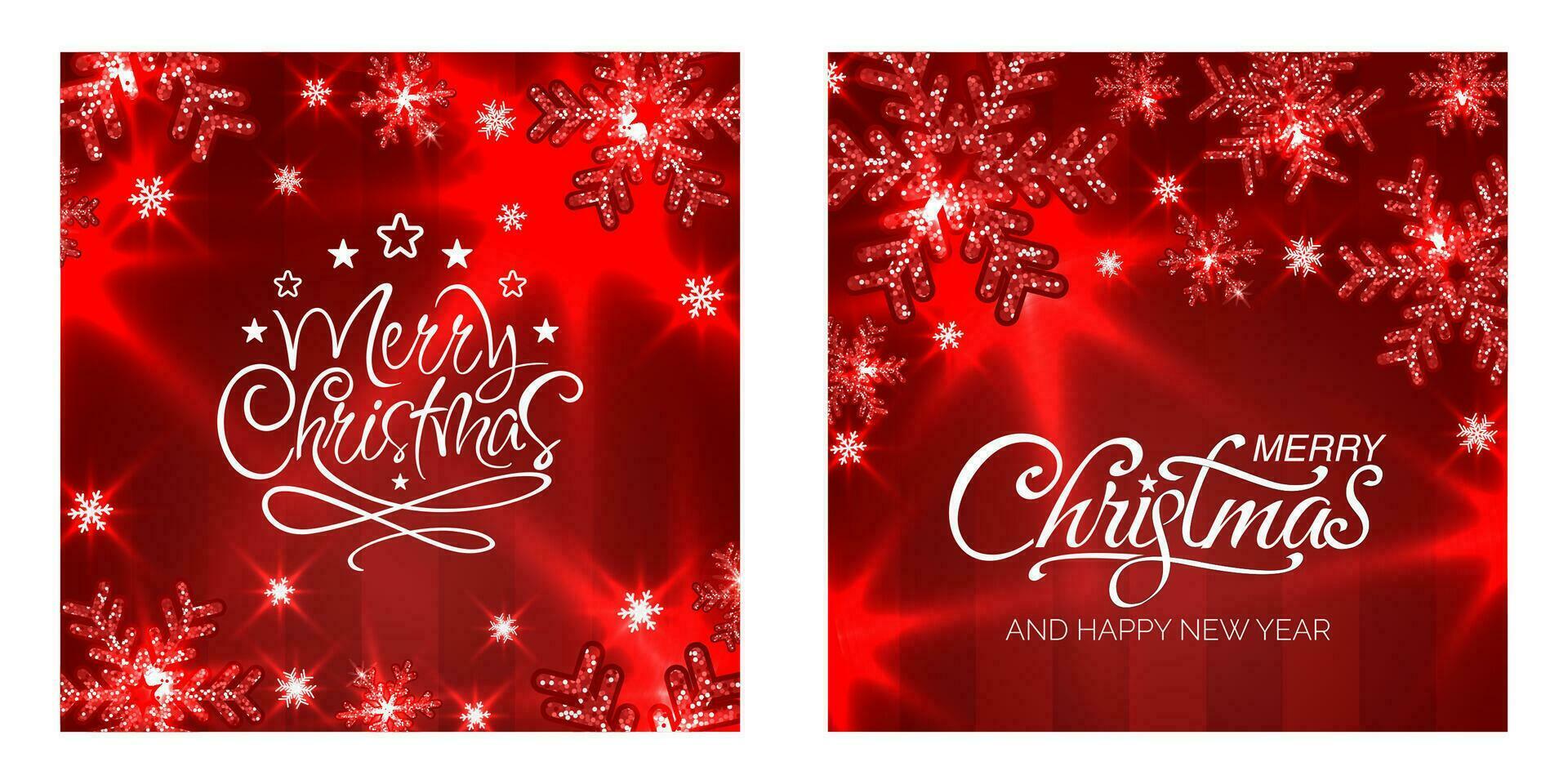 alegre Navidad contento nuevo año saludo con copos de nieve y Bokeh. para venta, bandera, carteles, cubrir diseño plantillas, social medios de comunicación fondo de pantalla cuentos vector