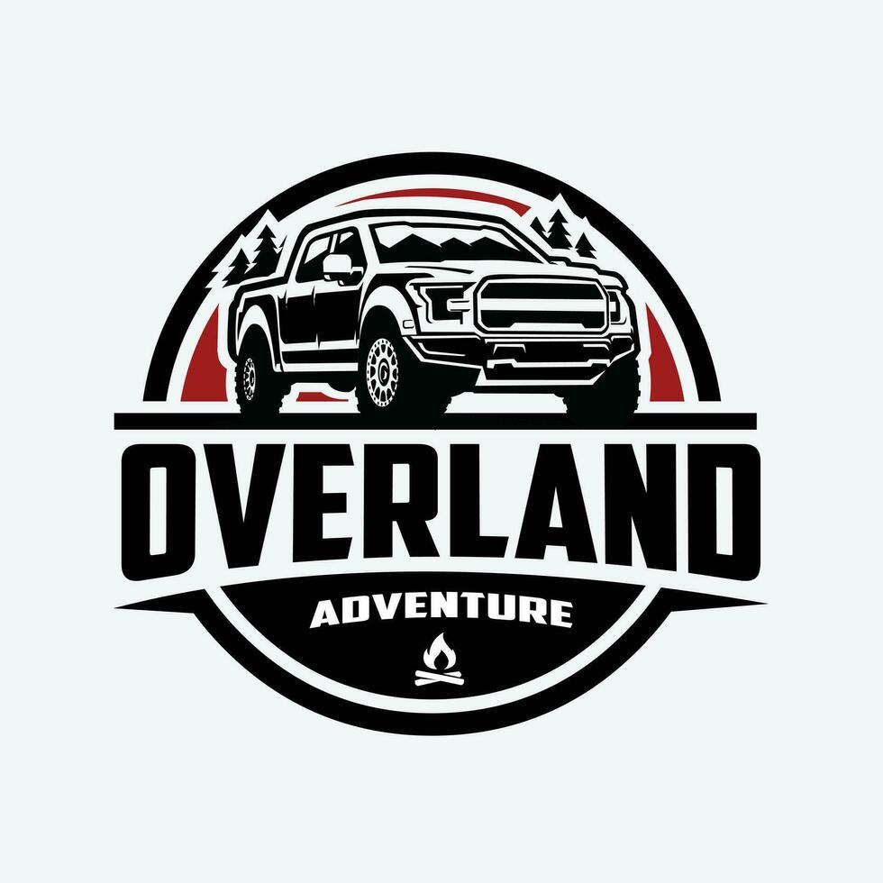 Overland Pickup Truck Offroad Vehicle Circle Ready Made Emblem Logo Vector Isolated