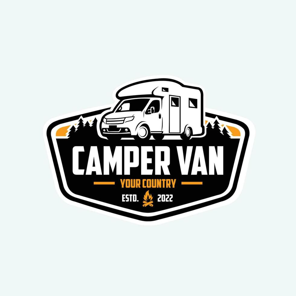 Camper van emblem logo design. Ready made motorhome caravan logo. Best ...