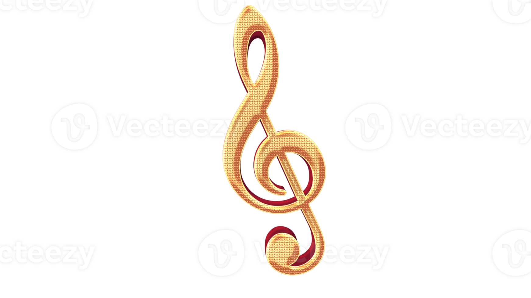 3d render golden music note png