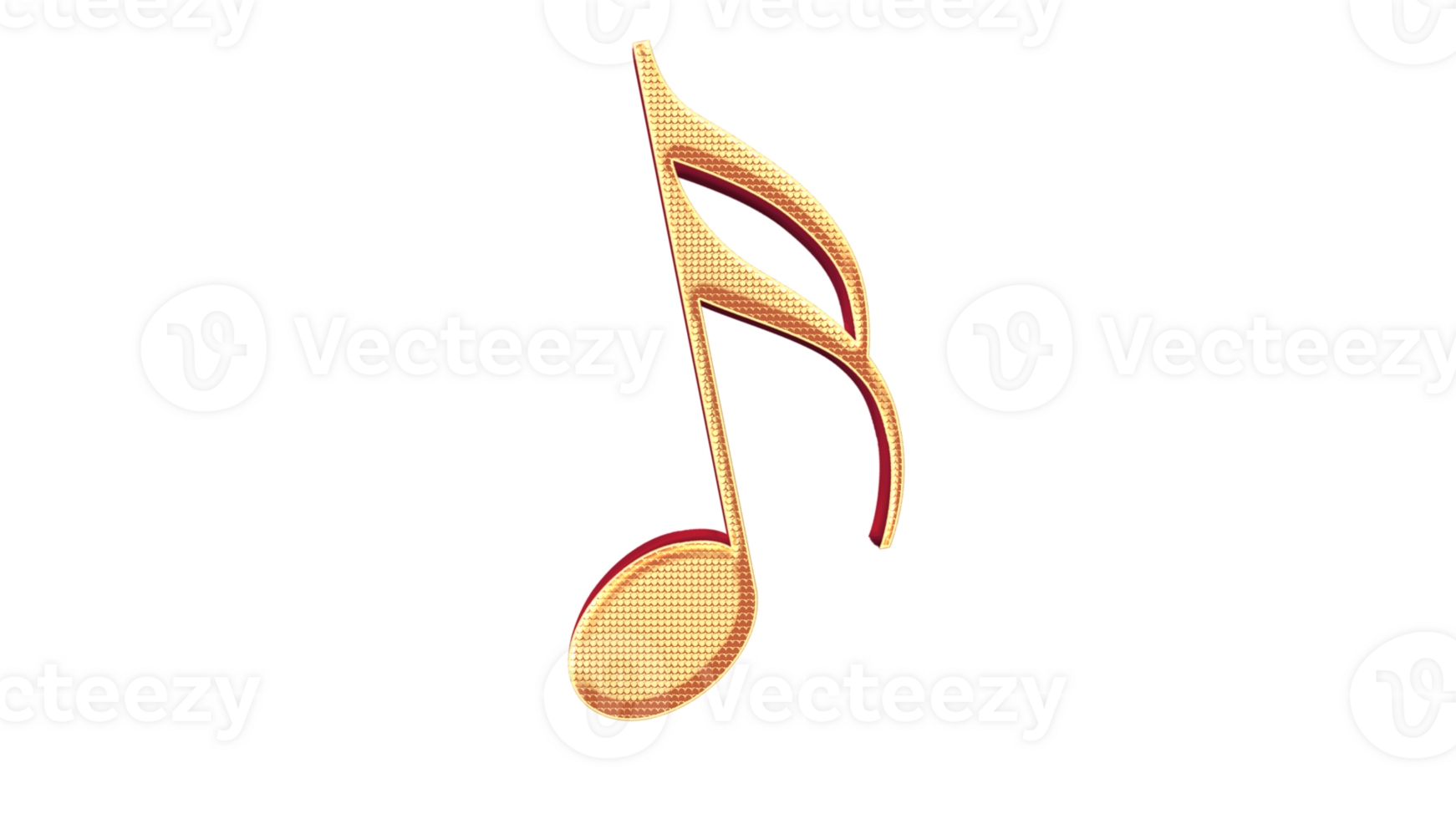 3d render golden music note png