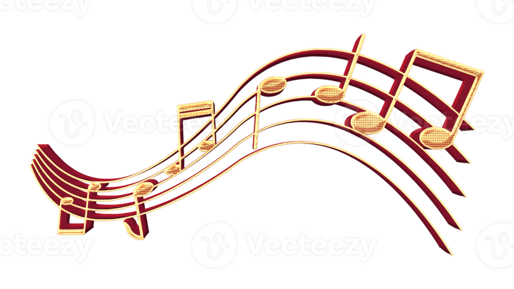 3d render golden music note png
