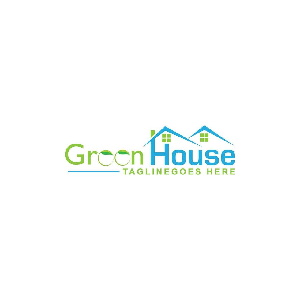 green house vector logo illustration perfect good for nature logo buildings flat color style with and green.