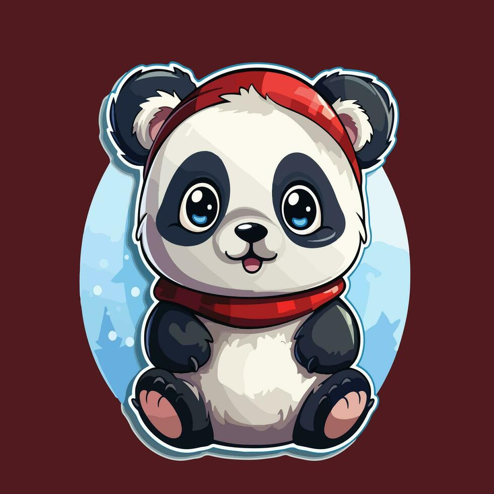 cute new year panda sticker vector