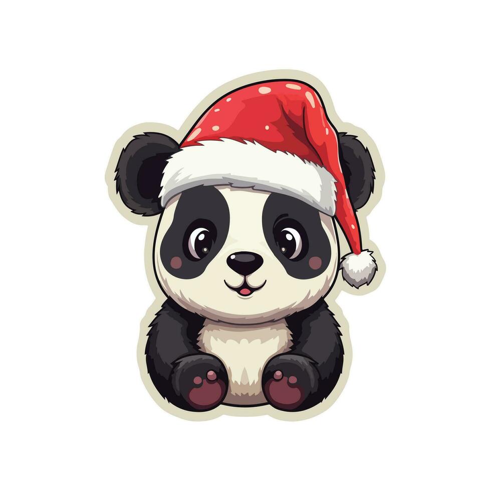 cute new year panda sticker vector