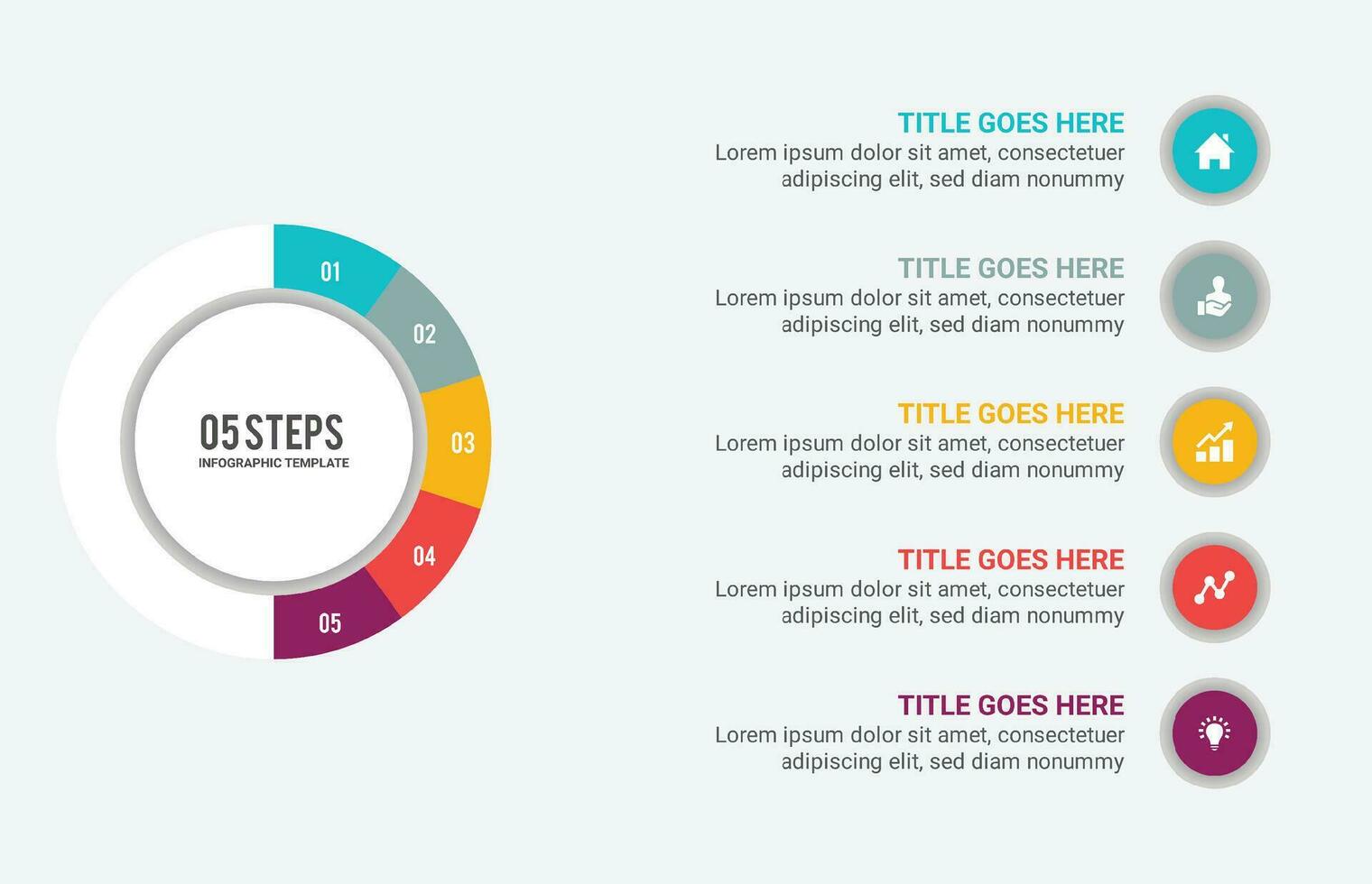 Five 5 Steps Options Circle Business Infographic Template Design vector