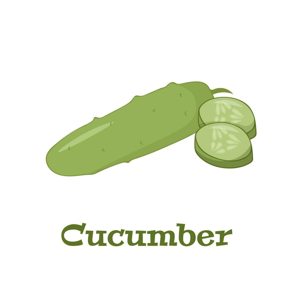 Cucumber. Cartoon vector icon isolated on white background. Series of food and drink and ingredients for cooking.