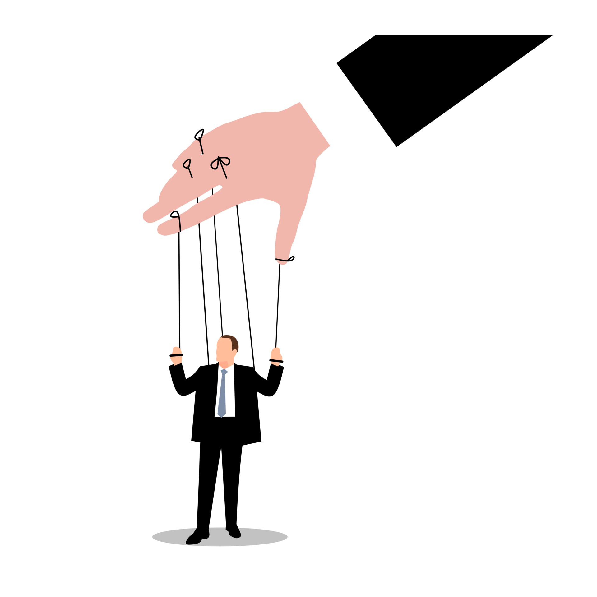 businessman puppet on a string with a hand holding a puppet 35153906 PNG