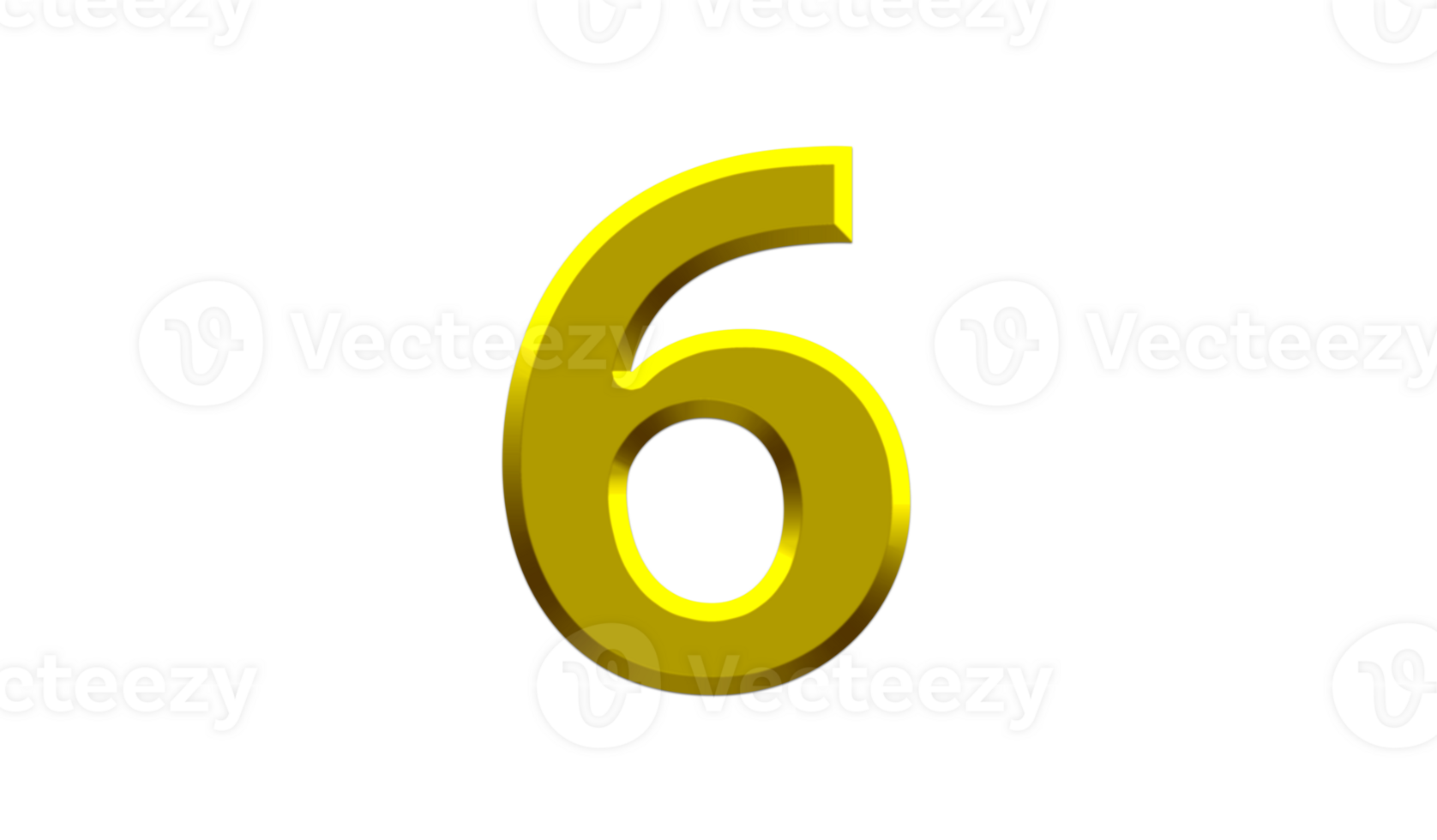 gold number 6 on transparent background png