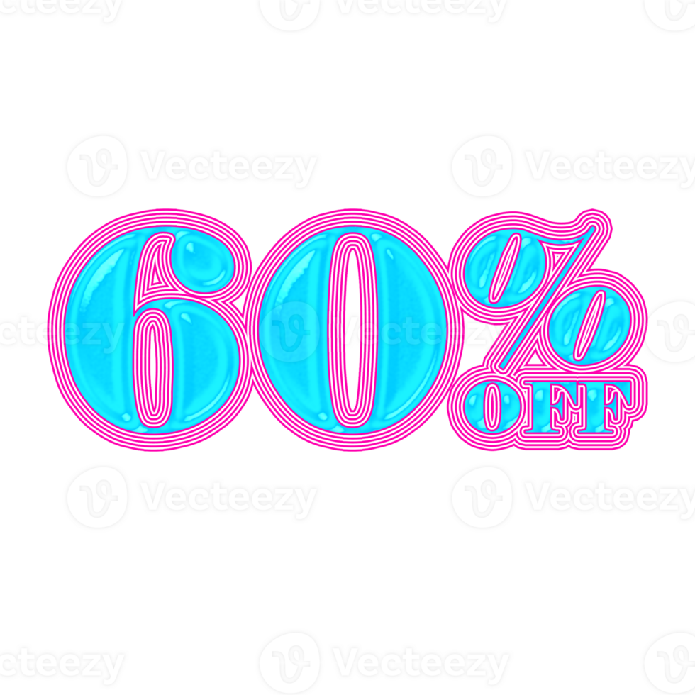 60 Percent Discount Offers Tag with Jelly Style Design png