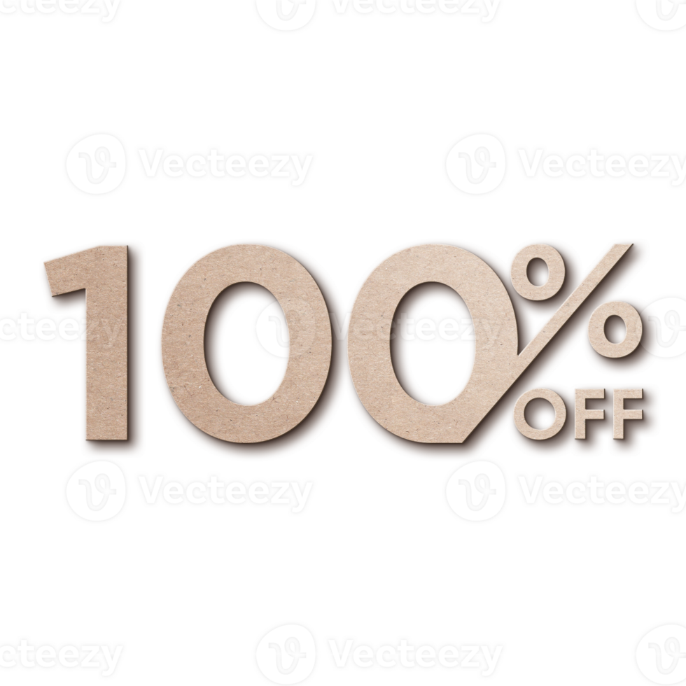 100 Percent Discount Offers Tag with Card Board Style Design png