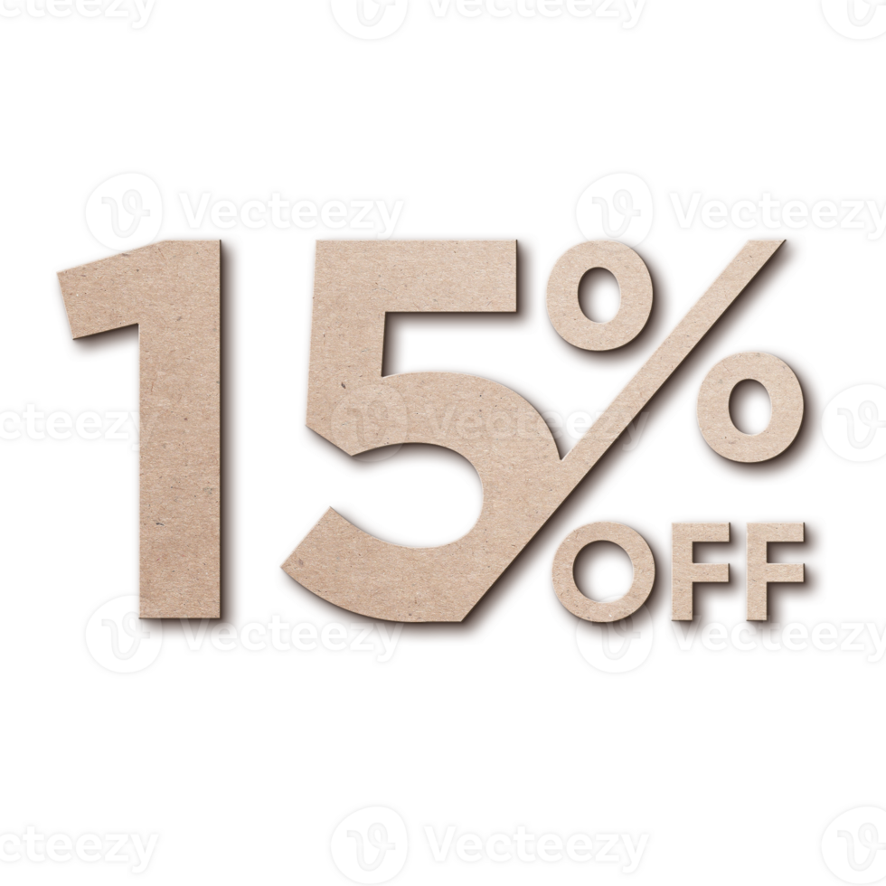 15 Percent Discount Offers Tag with Card Board Style Design png