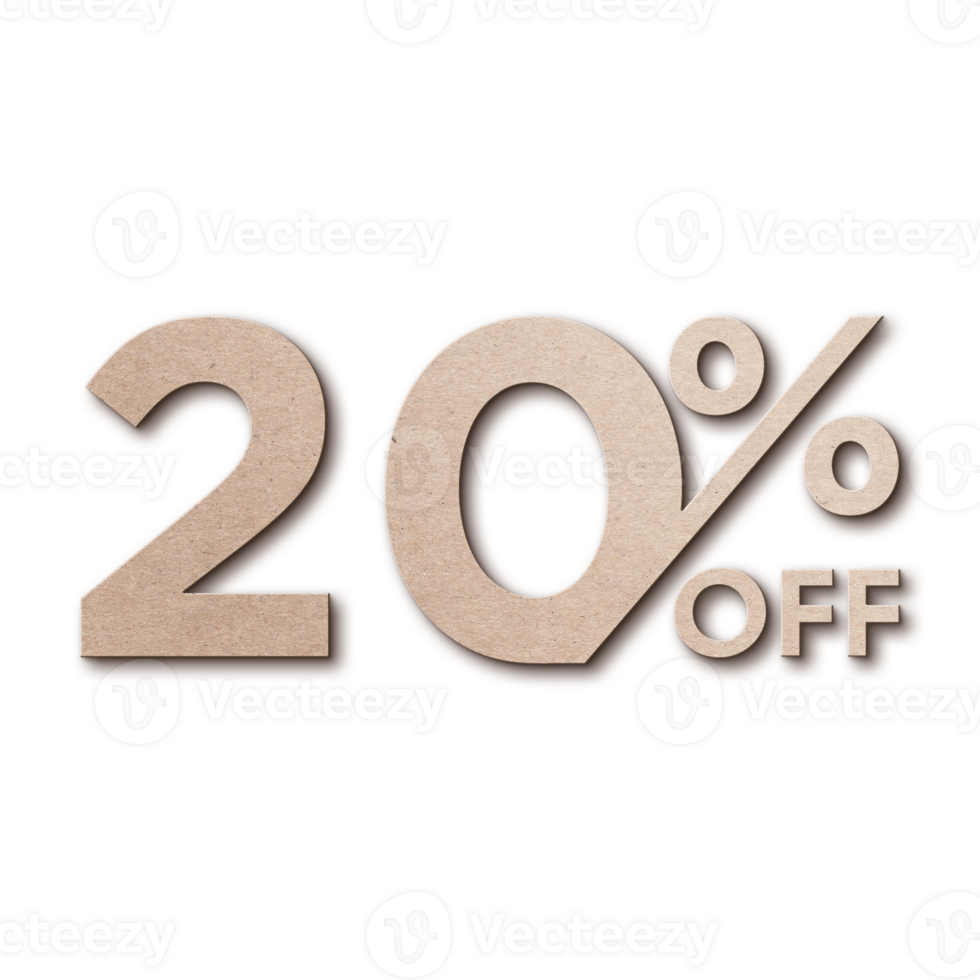 20 Percent Discount Offers Tag with Card Board Style Design png