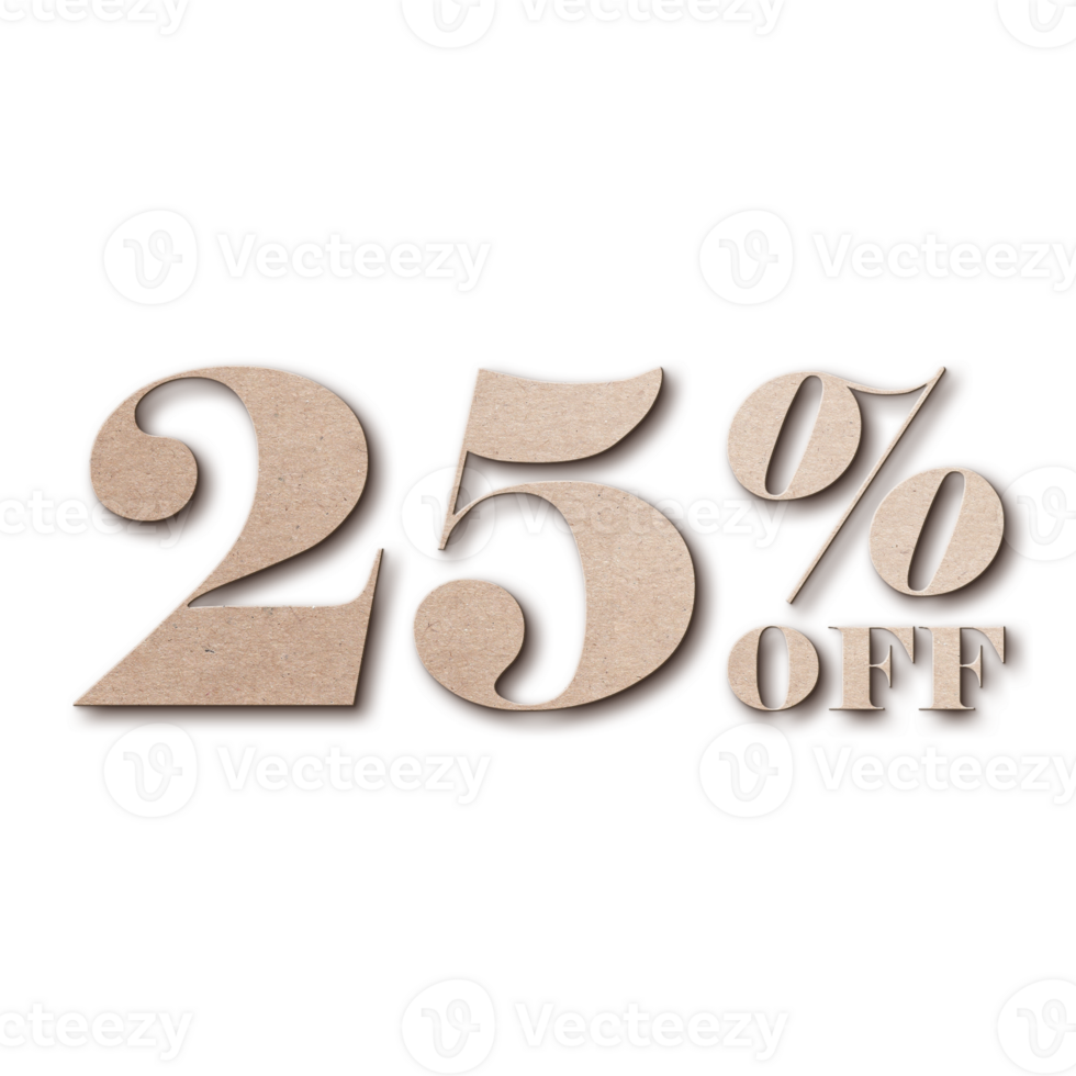 25 Percent Discount Offers Tag with Card Board Style Design png