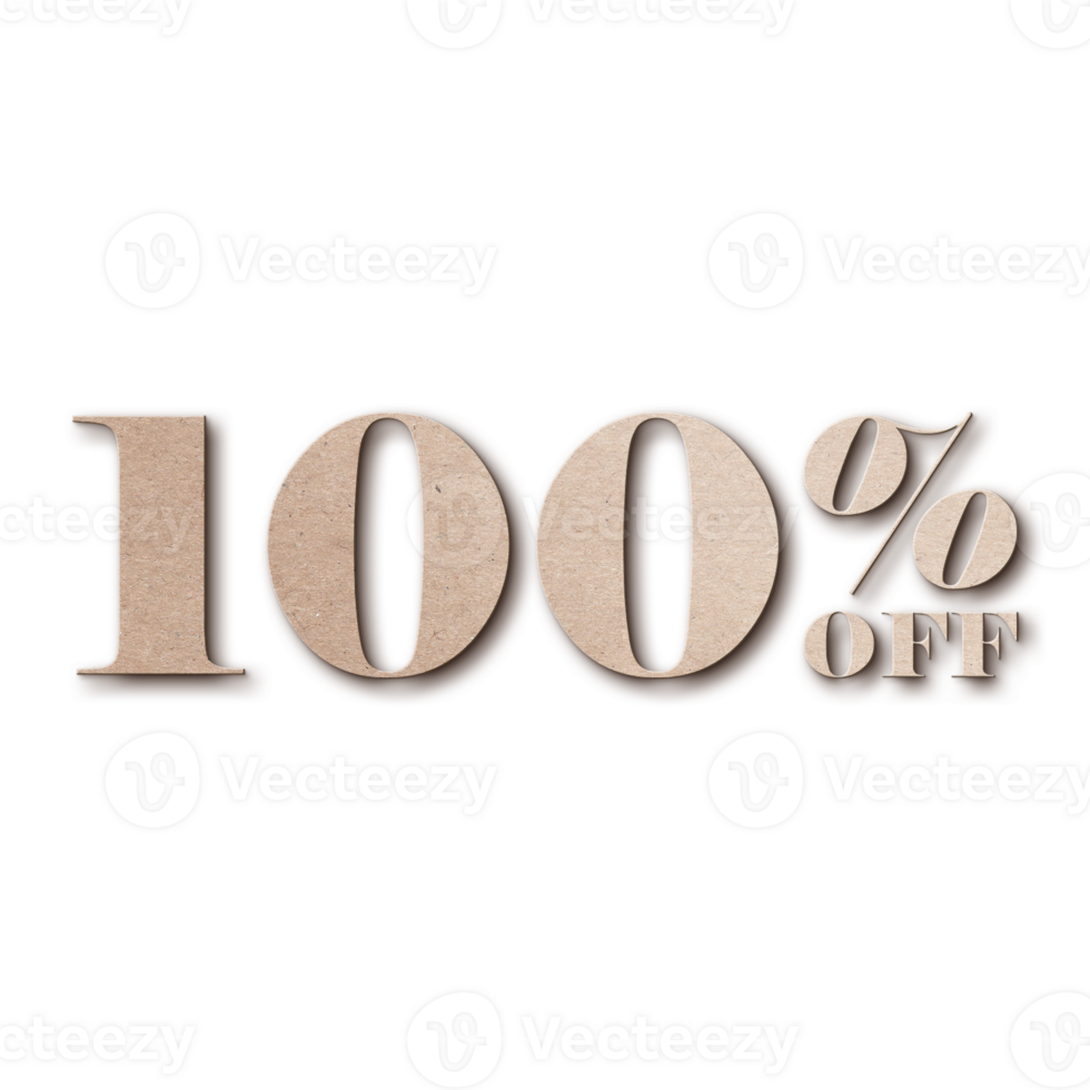 100 Percent Discount Offers Tag with Card Board Style Design png