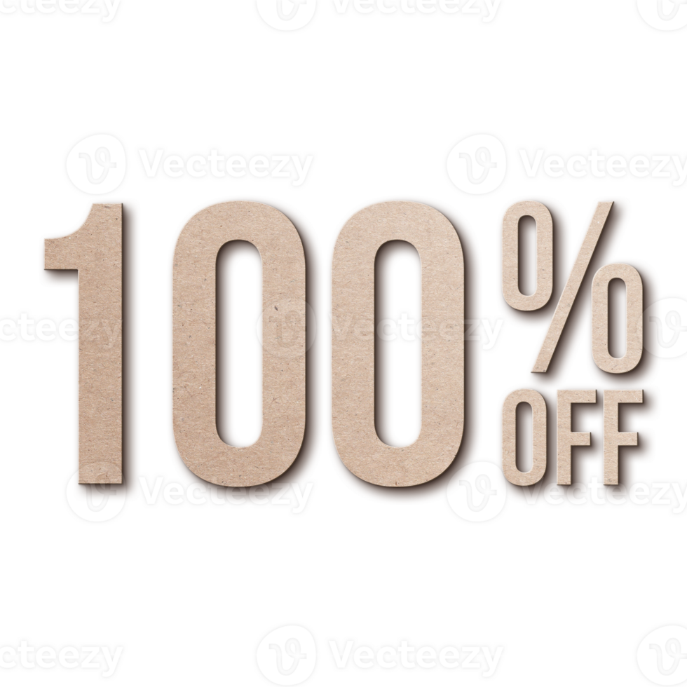 100 Percent Discount Offers Tag with Card Board Style Design png