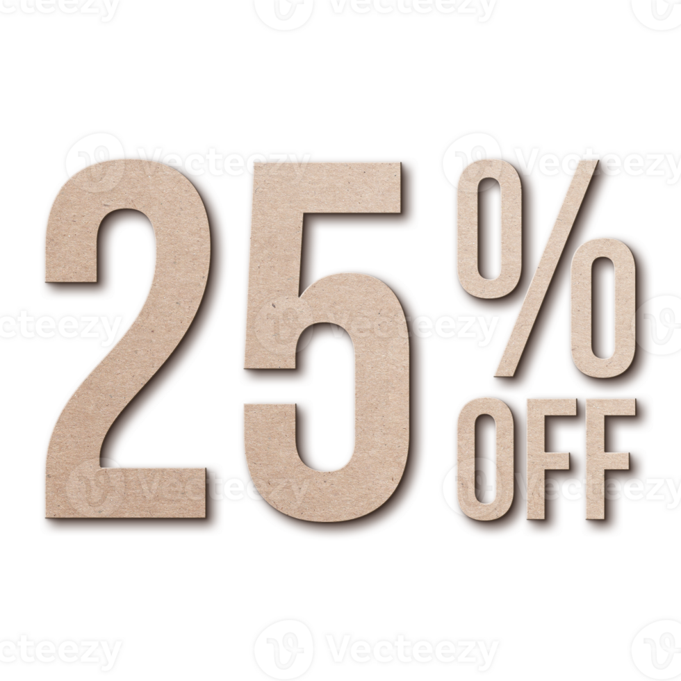25 Percent Discount Offers Tag with Card Board Style Design png