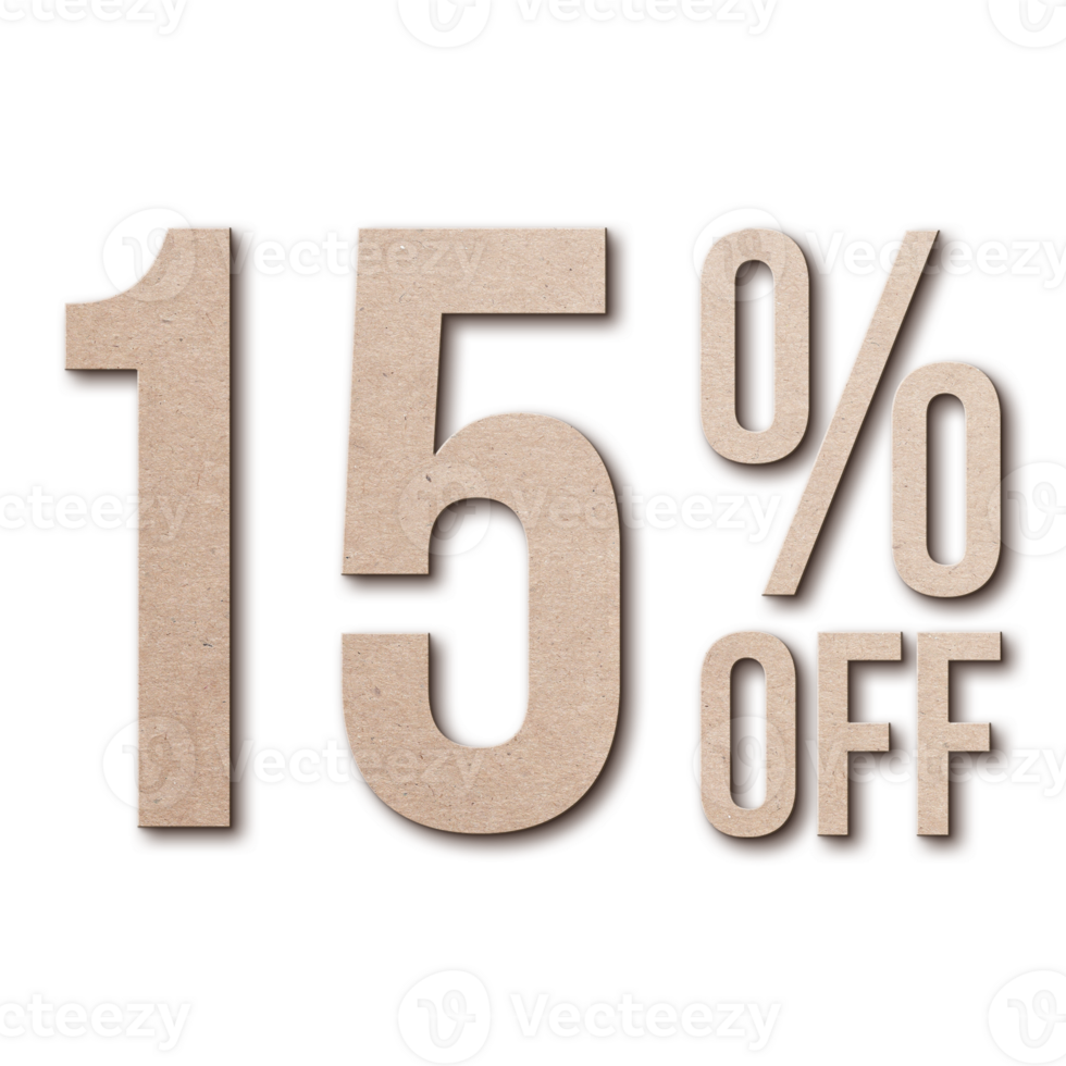 15 Percent Discount Offers Tag with Card Board Style Design png