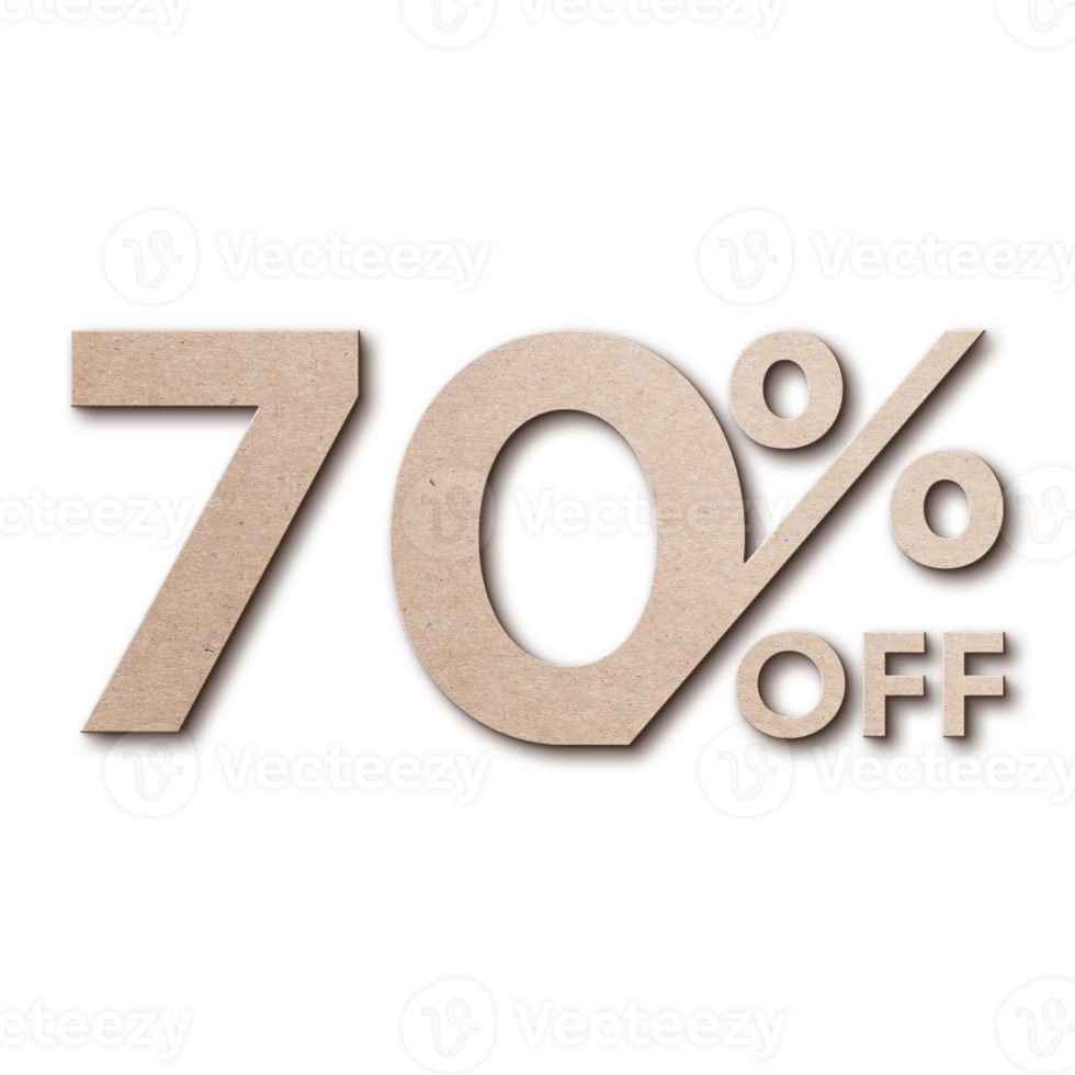 70 Percent Discount Offers Tag with Card Board Style Design png
