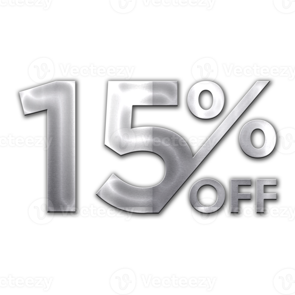 15 Percent Discount Offers Tag with Steel Style Design png