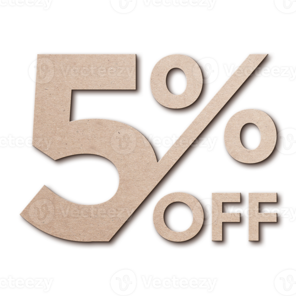 5 Percent Discount Offers Tag with Card Board Style Design png