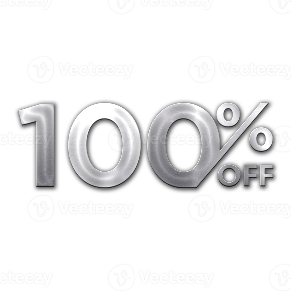 100 Percent Discount Offers Tag with Steel Style Design png