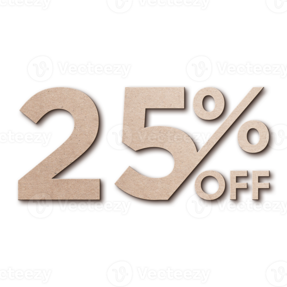 25 Percent Discount Offers Tag with Card Board Style Design png