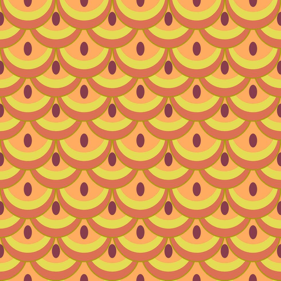 Orange fish scale lines on a seamless pattern background. Lap tiles with mermaid tail pattern for decoration. vector