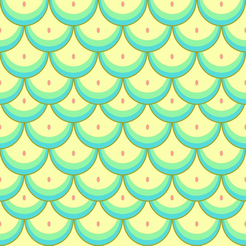 Green-yellow fish scale lines on a seamless pattern background. Lap tiles with mermaid tail pattern for decoration. vector