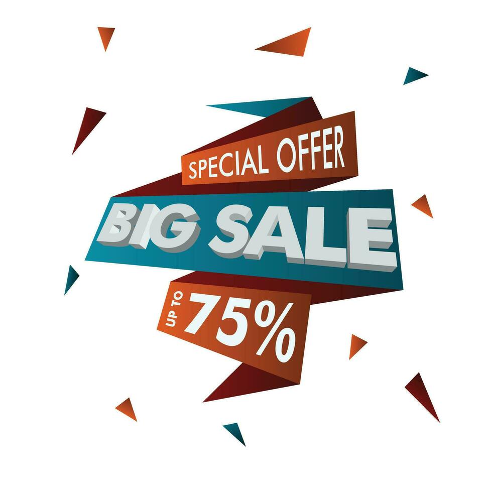 Discount label in banner design with 3d big sale text design for business advertising template vector