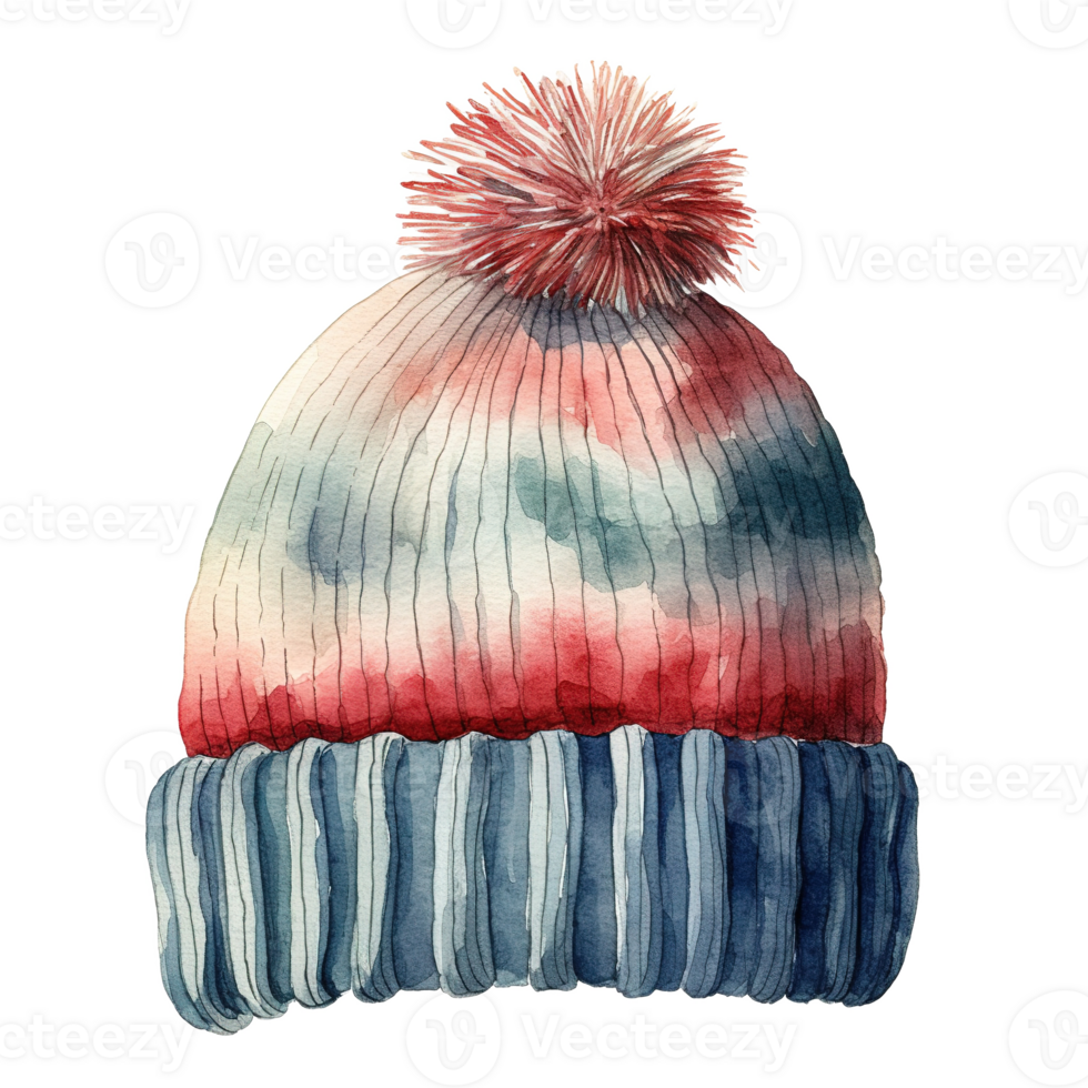 AI generated Winter Beanie For Christmas Event. Watercolor Style. AI Generated png