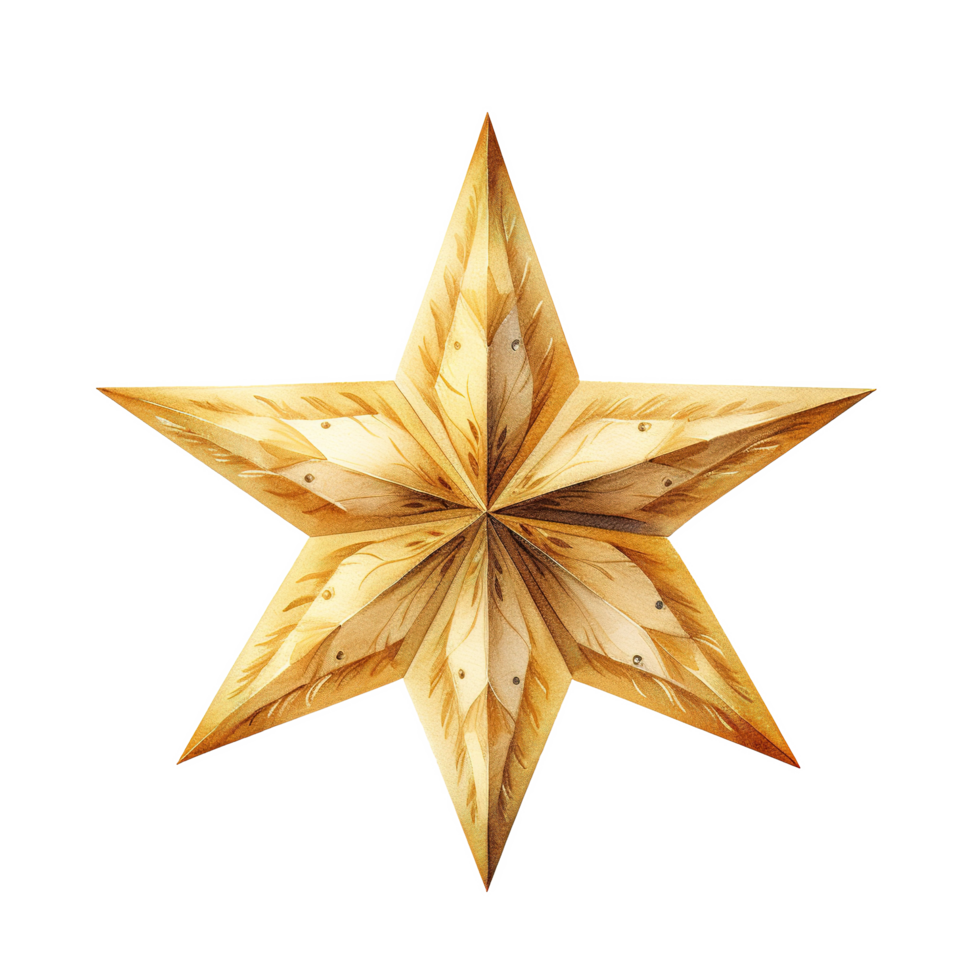 AI generated Golden Star Decoratios For Christmas Event. Watercolor Style. AI Generated png
